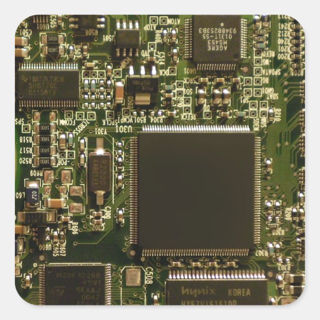 Macro Green Circuit Board | PCB Photo Square Sticker (Front)