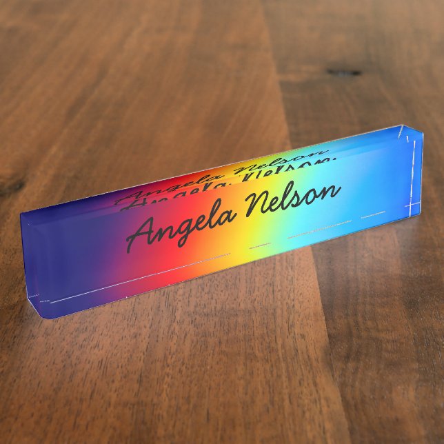 Macro Photo Holographic Rainbow Gradient Name Nameplate (Side)
