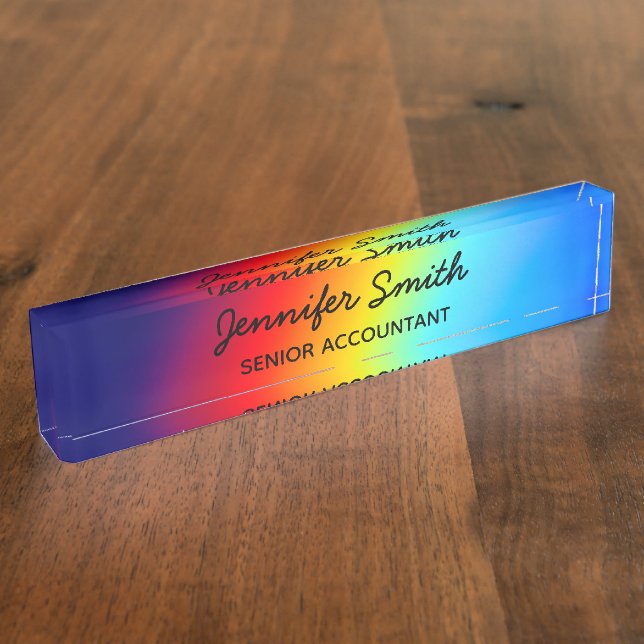 Macro Photo Holographic Rainbow Gradient Nameplate (Side)