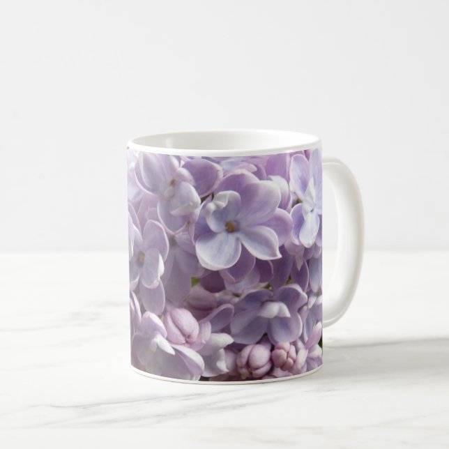 Macro Photo of Pale Purple Lilac Flowers Coffee Mug (Front Right)