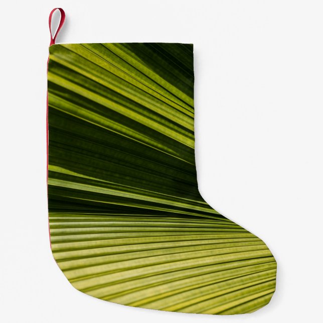 Macro photography of green leaf small christmas stocking (Front)