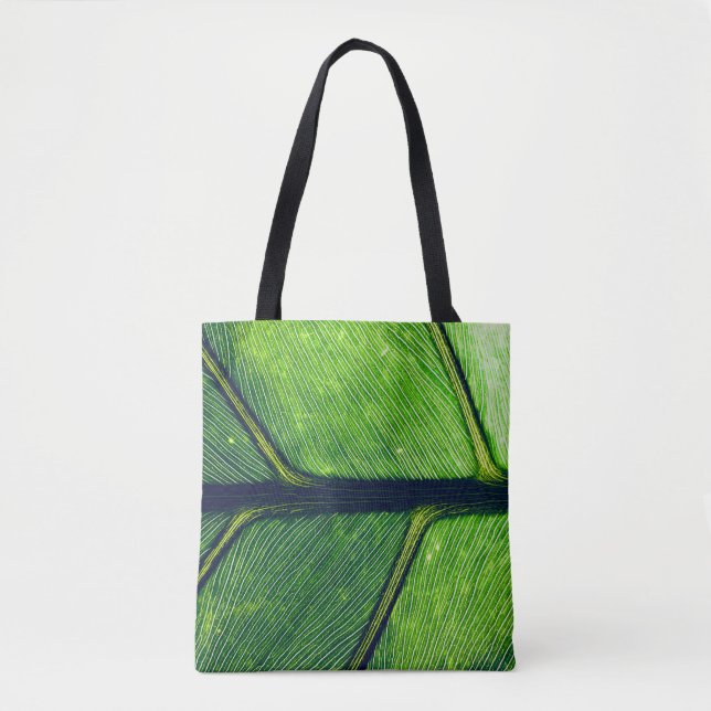 Macro photography of green leaf tote bag (Front)