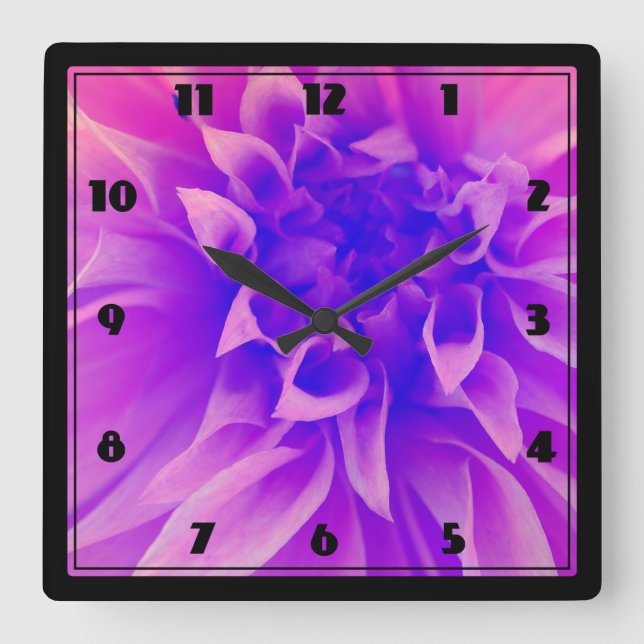 Macro Pink Flower Square Wall Clock (Front)