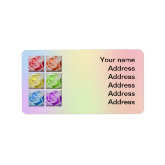 Macro Rainbow Roses Wedding Address Label