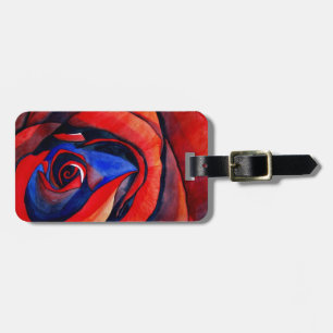 Macro red rose abstract art painting luggage tag