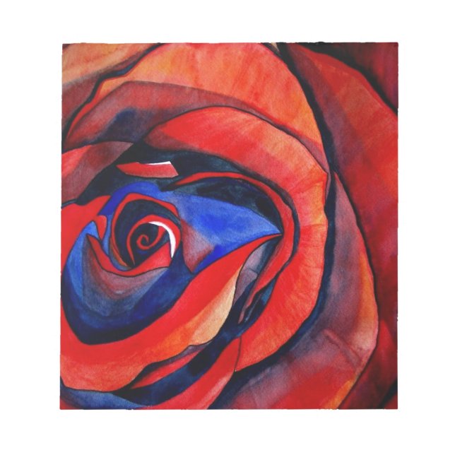 Macro red rose abstract art painting notepad (Front)