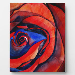 Macro red rose abstract art painting plaque
