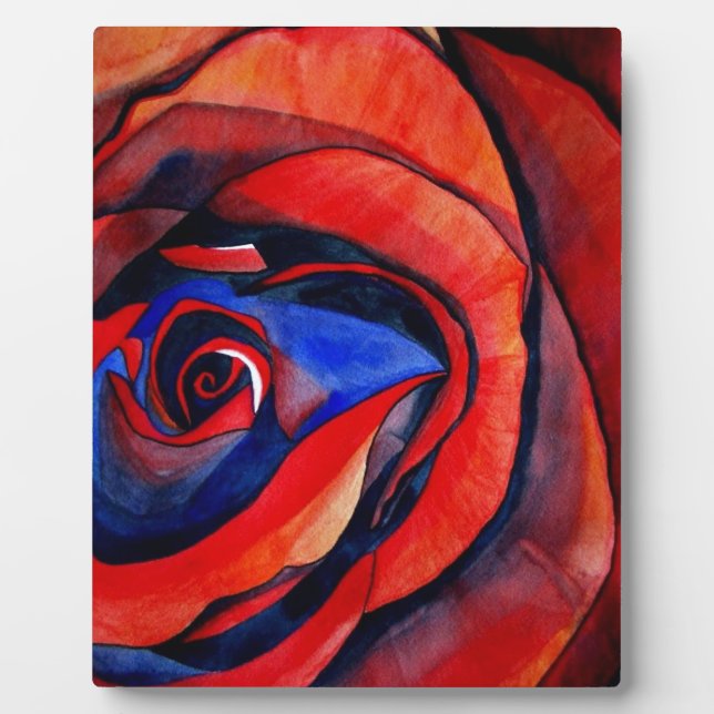 Macro red rose abstract art painting plaque (Front)