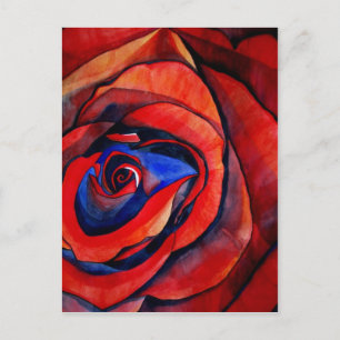 Macro red rose abstract art painting postcard