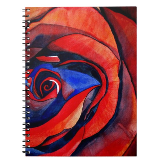 Macro red rose abstract art painting spiral notebook (Front)