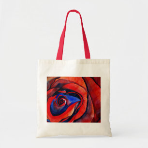 Macro red rose abstract art painting tote bag