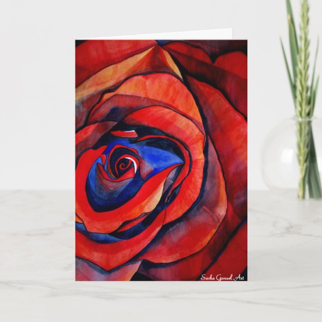 Macro red rose art Valentine's Day card (Front)