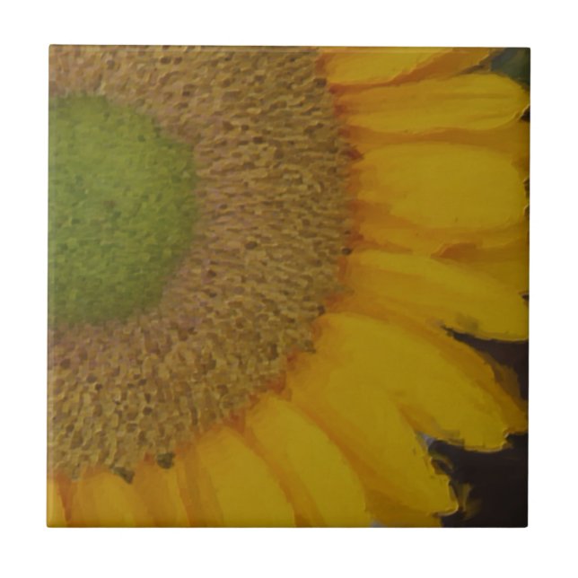Macro Sunflower Centre Floral Art Tile (Front)