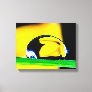 Macro Water Drop Yellow Flower Photo Canvas Print