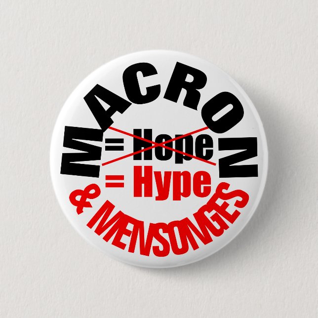 MACRON Hype and Lie MENSONGES Button (Front)