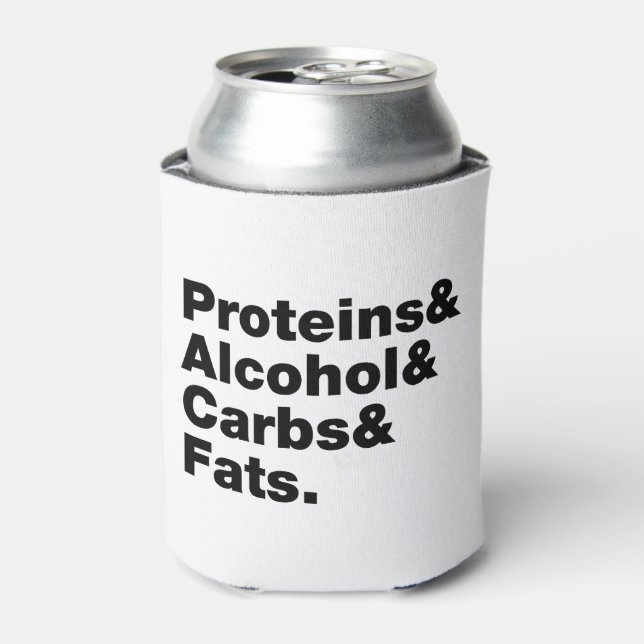 Macronutrients. Proteins & Alcohol & Carbs & Fats. Can Cooler (Can Front)