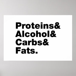 Macronutrients. Proteins & Alcohol & Carbs & Fats. Poster