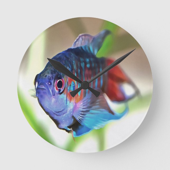 Macropodus Opercularis Aquarium Fish Round Clock (Front)