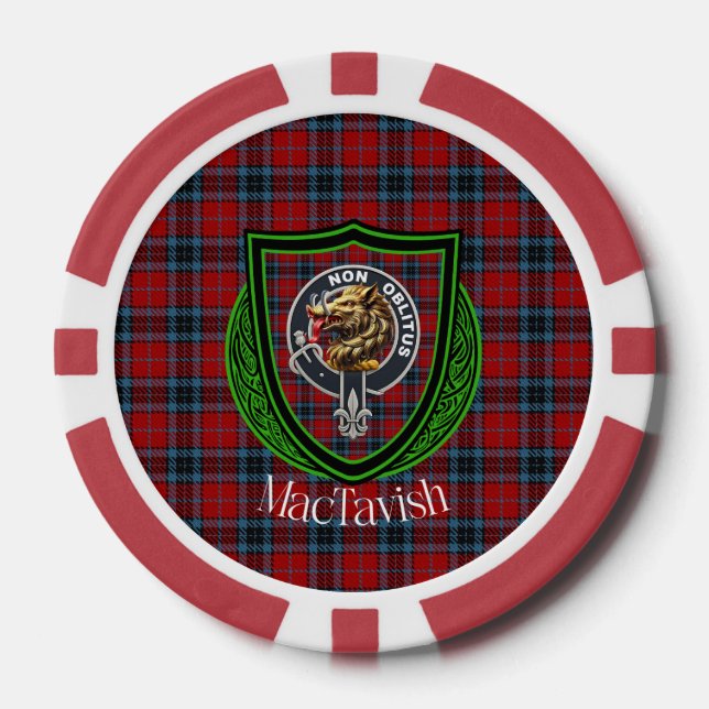 MacTavish Scottish Clan Tartan & Crest Poker Chips (Front)