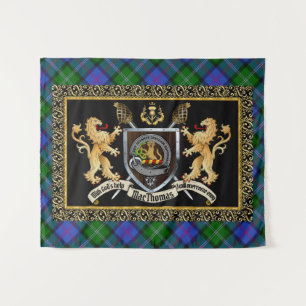 MacThomas Clan Badge & Motto w/Lions Tapestry