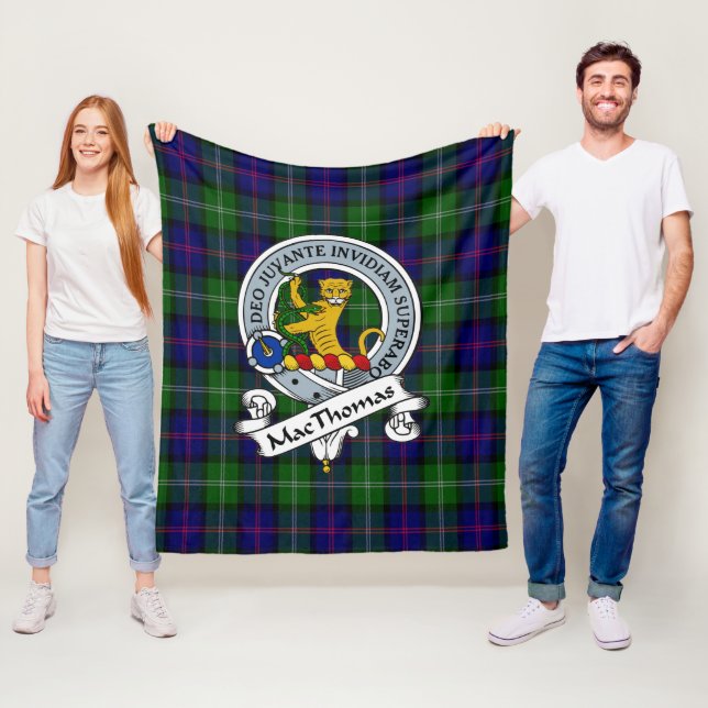 MacThomas Modern Clan Badge Tartan Plaid Fleece Blanket (In Situ)