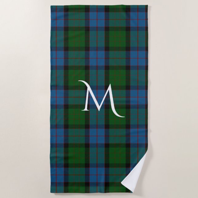MacWilliam Clan Tartan Plaid Monogram Beach Towel (Front)