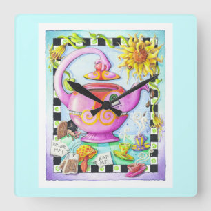 MAD ABOUT TEA PARTY SQUARE WALL CLOCK