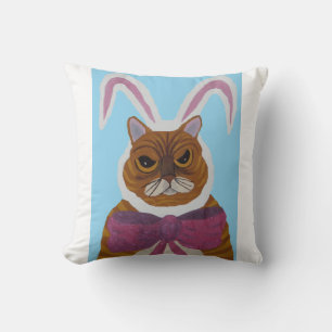 Mad Cat in Bunny Ears  Cushion