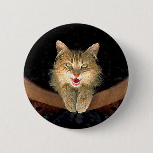 Mad Cat Painting - Cute Original Cat Art 6 Cm Round Badge