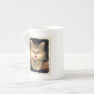 Mad Cat Painting - Cute Original Cat Art Bone China Mug