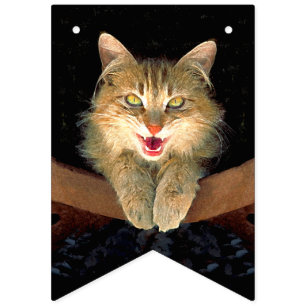 Mad Cat Painting - Cute Original Cat Art Bunting