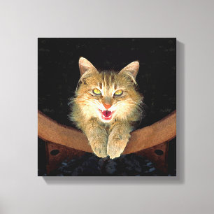 Mad Cat Painting - Cute Original Cat Art Canvas Print