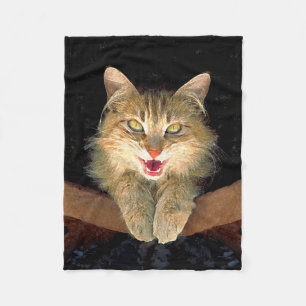 Mad Cat Painting - Cute Original Cat Art Fleece Blanket