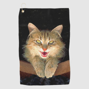 Mad Cat Painting - Cute Original Cat Art Golf Towel