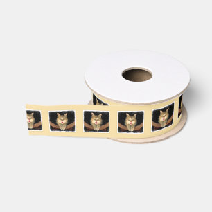 Mad Cat Painting - Cute Original Cat Art Grosgrain Ribbon