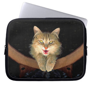 Mad Cat Painting - Cute Original Cat Art Laptop Sleeve