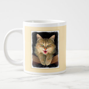Mad Cat Painting - Cute Original Cat Art Large Coffee Mug