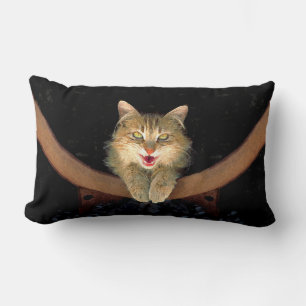 Mad Cat Painting - Cute Original Cat Art Lumbar Cushion