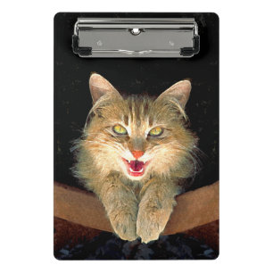 Mad Cat Painting - Cute Original Cat Art Mini Clipboard