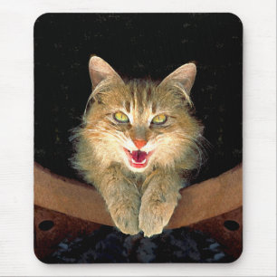 Mad Cat Painting - Cute Original Cat Art Mouse Pad