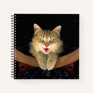 Mad Cat Painting - Cute Original Cat Art Notebook