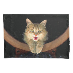 Mad Cat Painting - Cute Original Cat Art Pillowcase