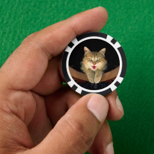 Mad Cat Painting - Cute Original Cat Art Poker Chips