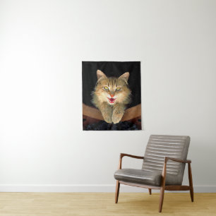 Mad Cat Painting - Cute Original Cat Art Tapestry