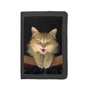 Mad Cat Painting - Cute Original Cat Art Trifold Wallet