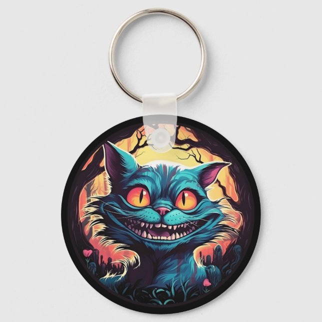 Mad Cheshire Cat Alice in Wonderland  Key Ring (Front)