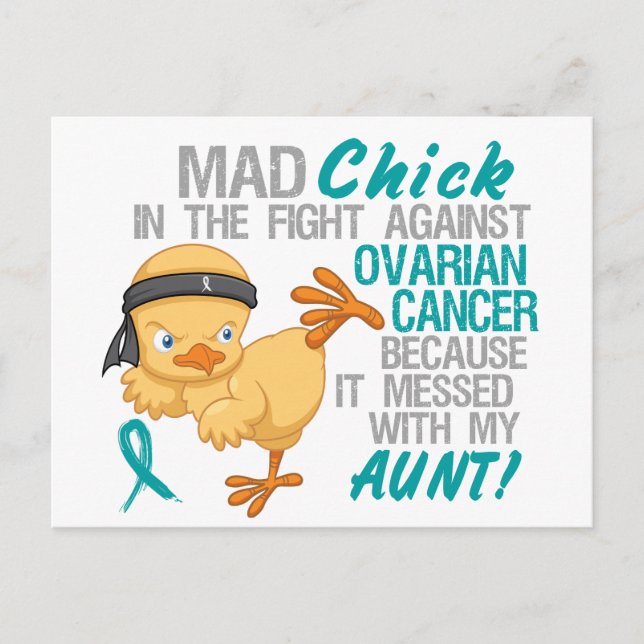 Mad Chick Messed With My Aunt 3 Ovarian Cancer Postcard (Front)