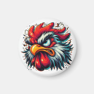 Mad Chicken Rooster Magnet - Aggressive 
