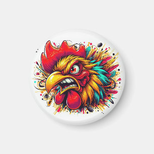 Mad Chicken Rooster Magnet - Aggressive Side Eye