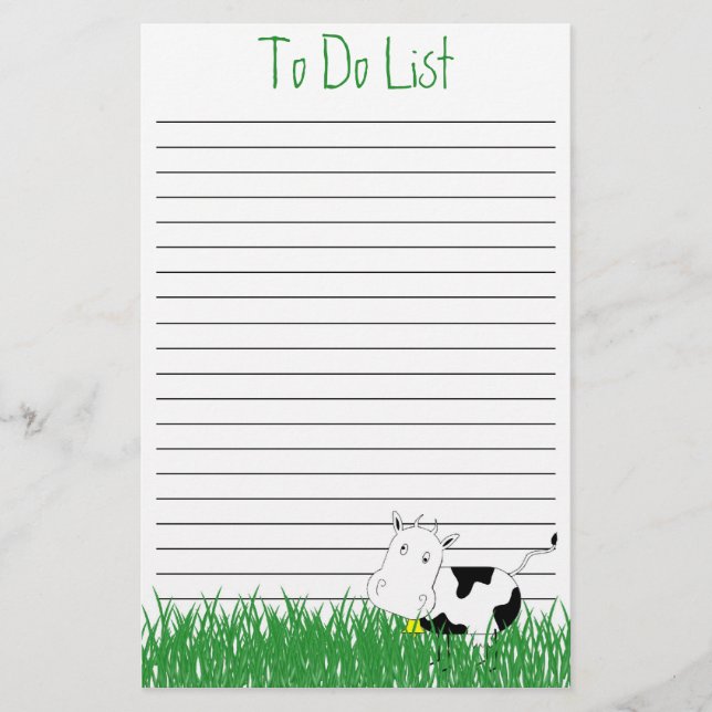 Mad Cow Stationery To Do List Template (Front)